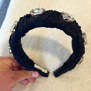 Black Gemstone Headband Silk Anthropologie